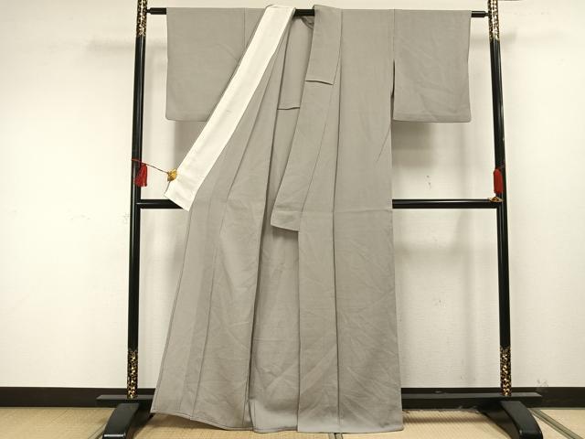 平和屋着物▽上質な色無地 単衣 薄雲鼠色 正絹 逸品 AAAU8581fy