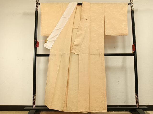 平和屋着物▽上質な色無地 単衣 流水地紋 蜂蜜色 正絹 逸品 AAAU8582fy