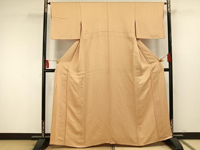 平和屋着物▽上質な色無地 単衣 花尽くし 飴色 正絹 逸品 AAAU8587fy