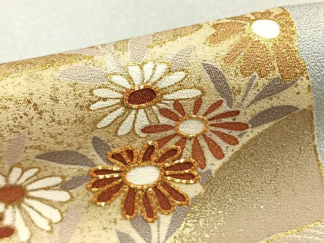 平和屋着物▽訪問着 単衣 駒刺繍 流水色紙草花文 金彩 正絹 逸品 未使用 AAAU8595fy