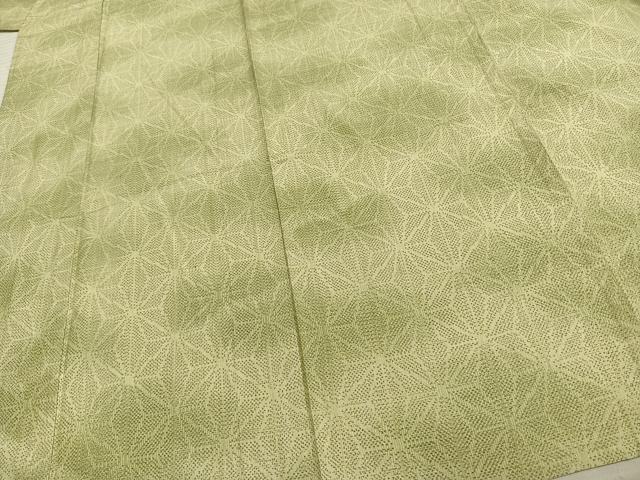 平和屋着物▽上質な紬 単衣 麻の葉文様 正絹 逸品 未使用 AAAU8605fy