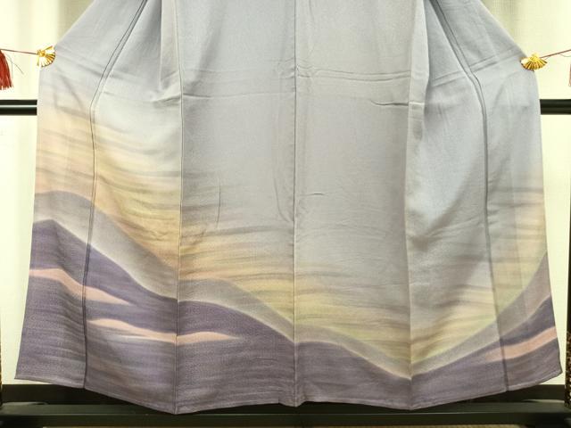 平和屋着物▽訪問着 単衣 霞文 正絹 逸品 AAAU8618fy