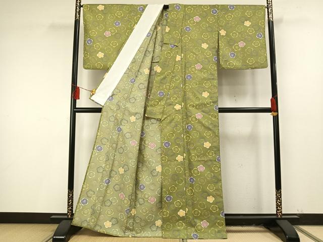 平和屋着物▽小紋 単衣 花尽くし 洗える着物 AAAU8628fy