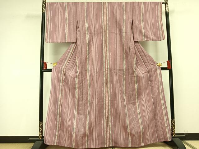 平和屋着物▽小紋 単衣 変わり縞 洗える着物 AAAU8629fy