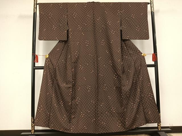 平和屋着物▽小紋 単衣 舞花文 洗える着物 AAAU8632fy