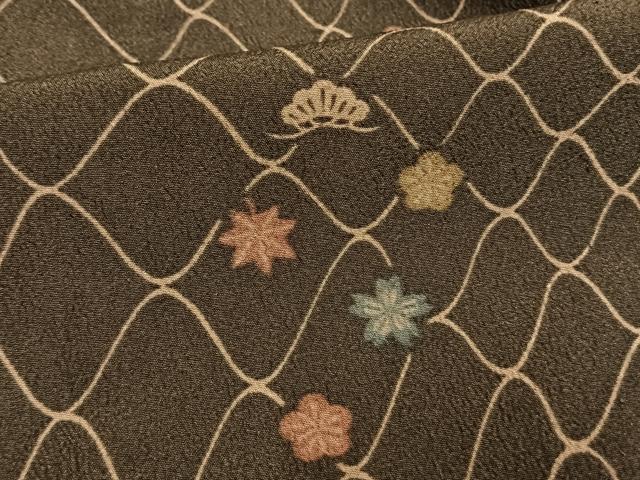 平和屋着物▽小紋 単衣 舞花文 洗える着物 AAAU8632fy