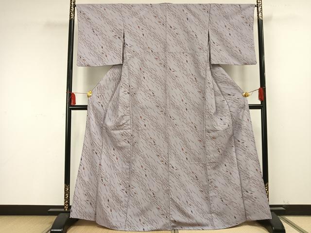 平和屋着物▽小紋 単衣 舞葉文 洗える着物 AABK4621cs