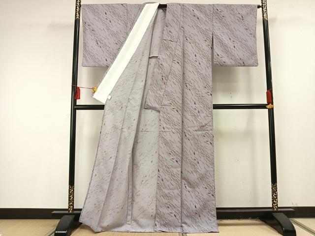 平和屋着物▽小紋 単衣 舞葉文 洗える着物 AABK4621cs