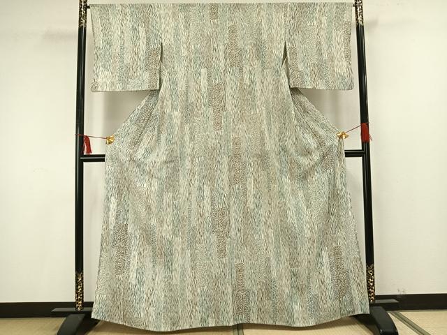 平和屋着物▽小紋 単衣 変わり縞 鬼しぼ縮緬 洗える着物 AAAU8651fy