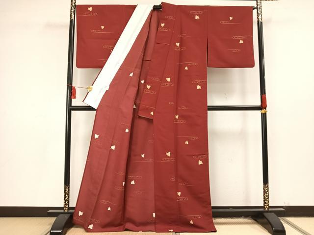 平和屋着物▽小紋 単衣 千鳥 洗える着物 AAAU8654fy