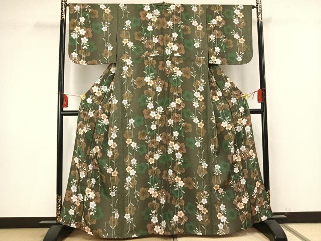 平和屋着物▽小紋 単衣 舞桜文 洗える着物 AAAU8658fy