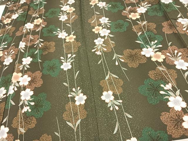 平和屋着物▽小紋 単衣 舞桜文 洗える着物 AAAU8658fy