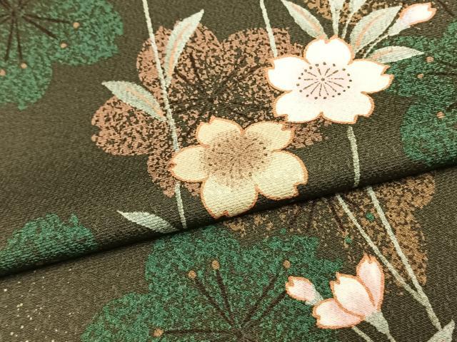 平和屋着物▽小紋 単衣 舞桜文 洗える着物 AAAU8658fy