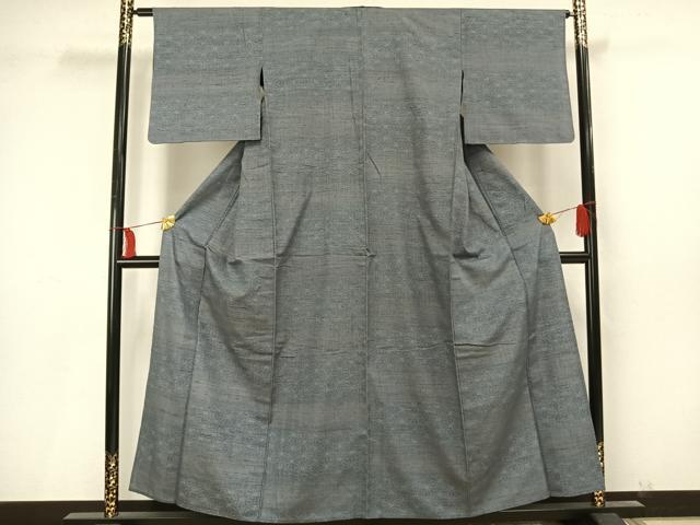 平和屋着物▽上質な紬 単衣 麻の葉文様 正絹 逸品 AAAU8665fy