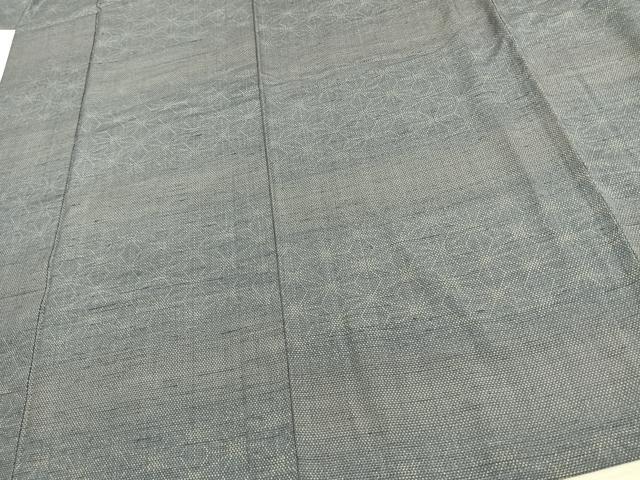 平和屋着物▽上質な紬 単衣 麻の葉文様 正絹 逸品 AAAU8665fy