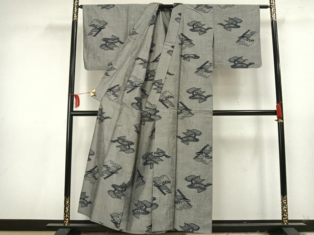 平和屋着物▽上質な紬 単衣 冊子文 正絹 逸品 AAAU8672fy