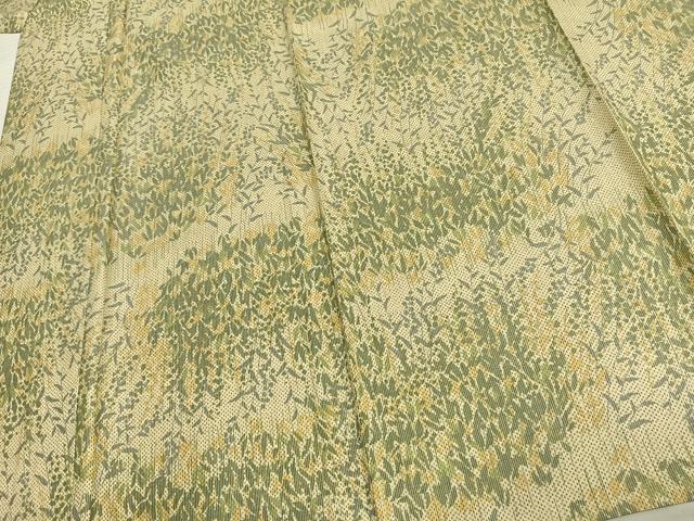 平和屋着物▽上質な紬 単衣 草花文 正絹 逸品 AAAU8674fy