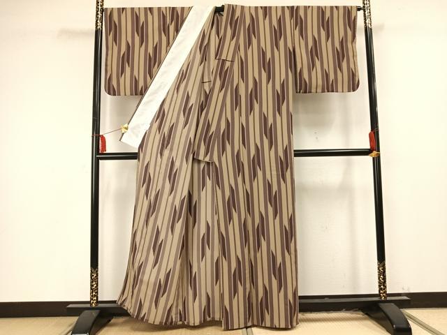 平和屋着物▽小紋 単衣 縞 洗える着物 AAAU8685fy