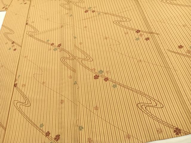 平和屋着物▽小紋 単衣 流水花文 洗える着物 AAAU8694fy