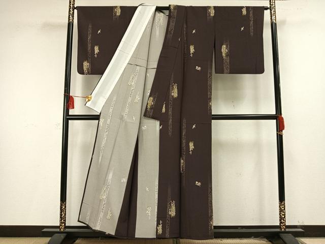 平和屋着物▽小紋 単衣 草花文 洗える着物 AAAU8696fy