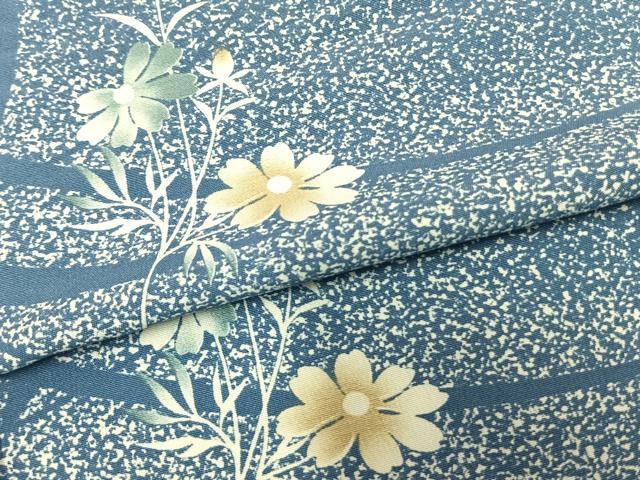 平和屋着物▽小紋 単衣 草花文 洗える着物 AAAU8698fy