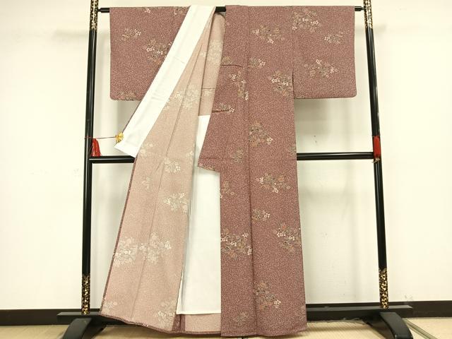 平和屋着物▽小紋 単衣 更紗花文 洗える着物 AAAU8702fy