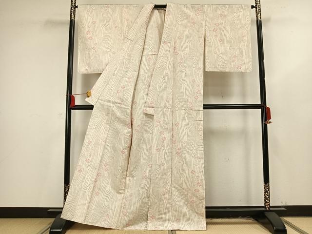 平和屋着物▽上質な紬 単衣 舞花文 正絹 逸品 未使用 AAAU8710fy