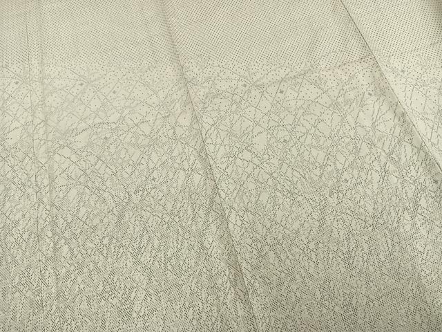 平和屋着物▽訪問着 単衣 紬地 幾何学文様 正絹 逸品 未使用 AAAU8716fy
