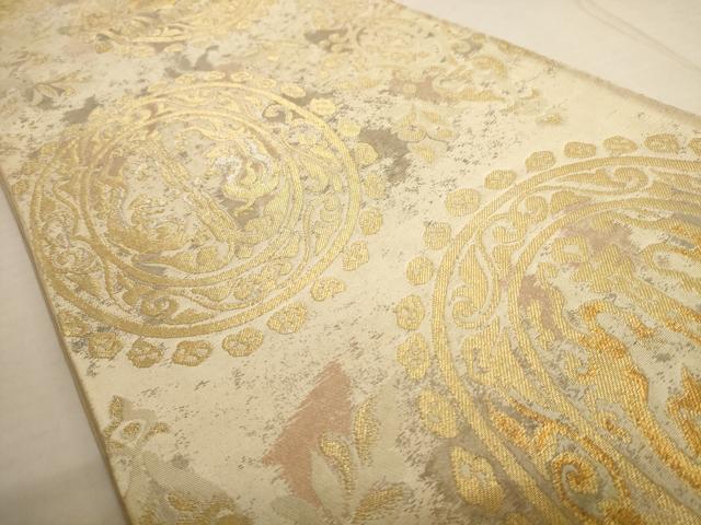 平和屋着物◎六通柄袋帯 鳥獣文 金糸 正絹 逸品 AAAU8901dt