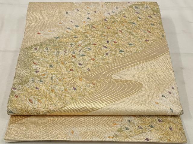 平和屋着物◎六通柄袋帯 流水寿松文 金銀糸 正絹 逸品 AAAU9338st