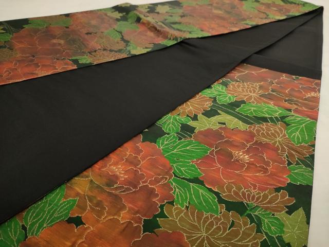 平和屋着物◎六通柄袋帯 草花文 正絹 逸品 AAAU9432dt