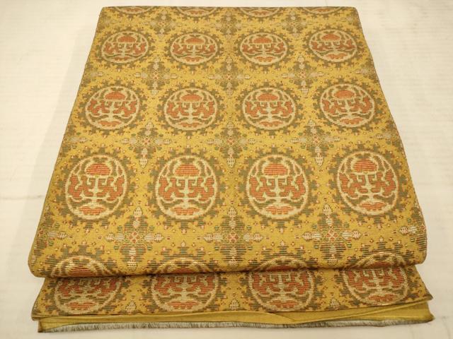 平和屋着物◎全通柄京袋帯 幾何学文様 金糸 正絹 逸品 AAAU9797fw