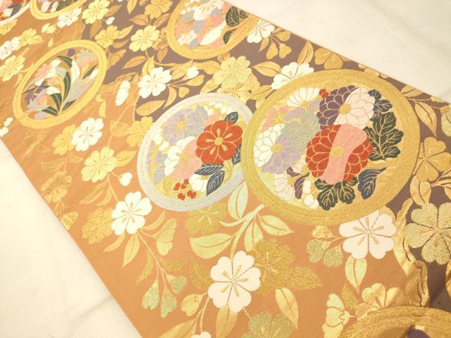 平和屋着物◎六通柄袋帯 唐織 草花丸文 金銀糸 正絹 逸品 AAAU9855fw