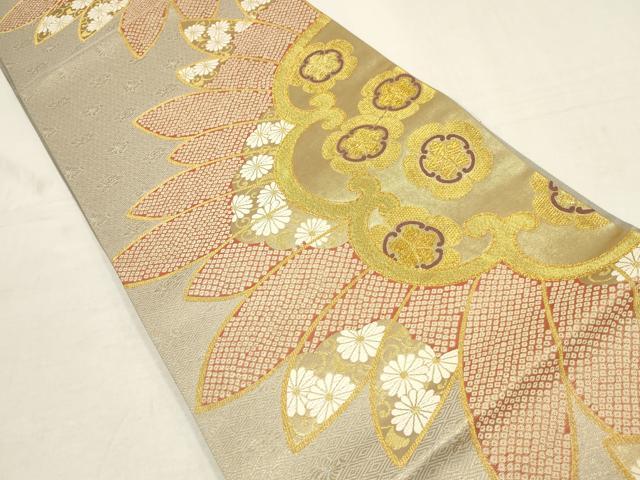 平和屋着物▼六通柄袋帯 絞り 花唐草文 金糸 正絹 逸品 AAAV0539wj
