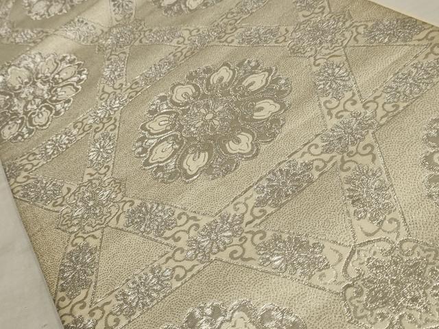 平和屋着物◎六通柄袋帯 唐織 正倉院花文 銀糸 正絹 逸品 AAAV1223sw
