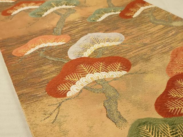 平和屋着物◎六通柄袋帯 松文 金糸 正絹 逸品 AAAV1633ou