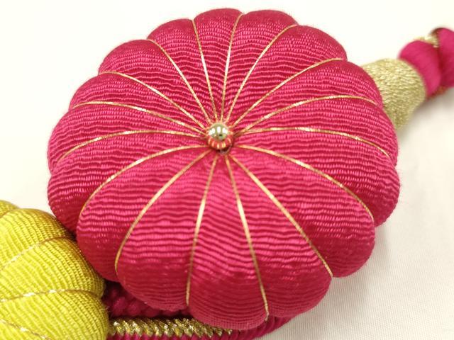 平和屋着物●和装小物 振袖用帯締め 装飾 ちりめん細工 金糸 撚り房 逸品 未使用 AAAV1661ay