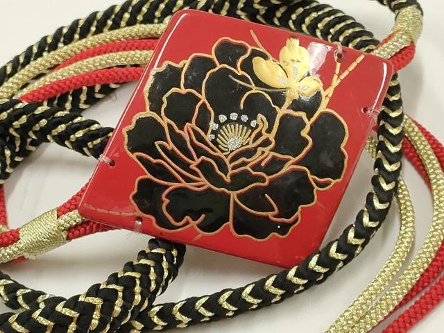 平和屋着物●和装小物 振袖用帯締め 装飾 蒔絵 ラメ 金銀糸 逸品 AAAV1724ay
