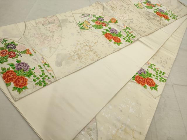 平和屋着物◎六通柄袋帯 唐織 地紙重ね草花文 金銀糸 正絹 逸品 AAAV1821ru