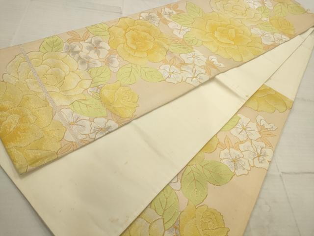 平和屋着物◎六通柄袋帯 草花文 金銀糸 正絹 逸品 AAAV1839ru