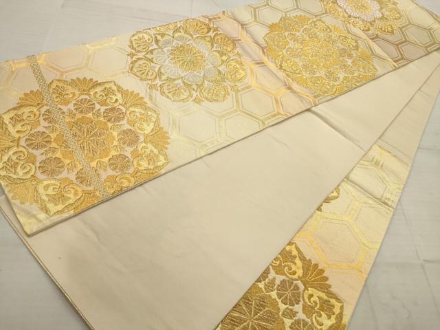 平和屋着物◎六通柄袋帯 亀甲正倉院花文 金銀糸 正絹 逸品 AAAV1885ru