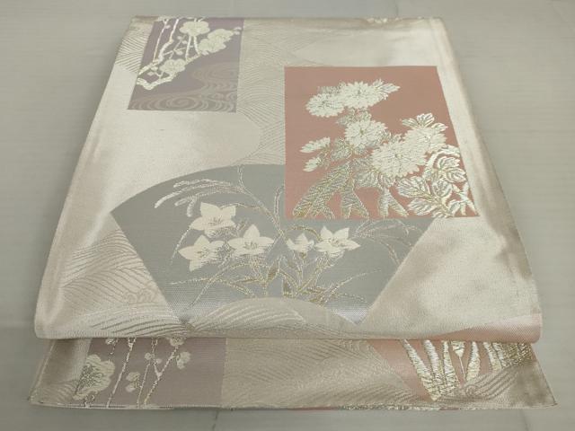 平和屋着物◎六通柄袋帯 唐織 草花文 金銀糸 正絹 逸品 AAAV2096nf