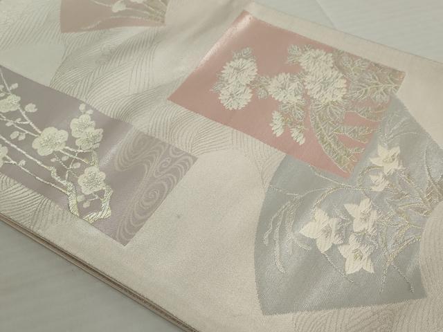 平和屋着物◎六通柄袋帯 唐織 草花文 金銀糸 正絹 逸品 AAAV2096nf