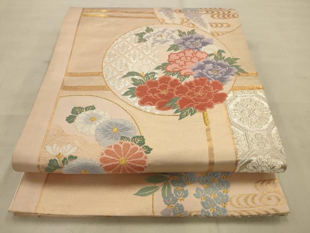 平和屋着物◎六通柄袋帯 唐織 花丸文 金銀糸 三越扱い 正絹 逸品 AAAV2434sw