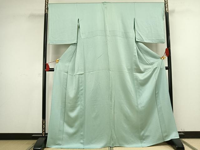 平和屋着物▽上質な色無地 単衣 白藍色 正絹 逸品 AAAV2587fy