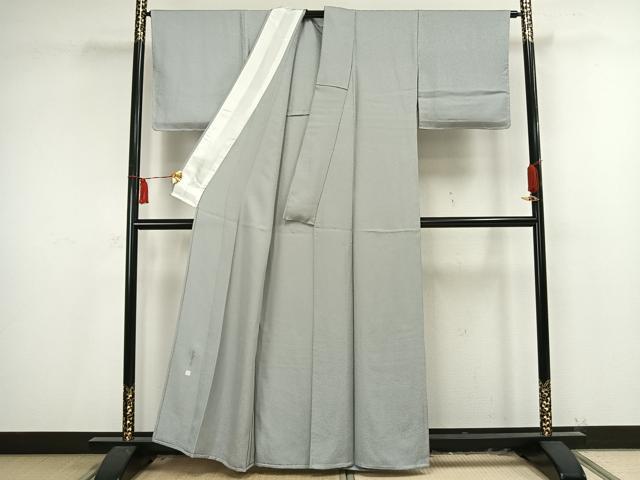 平和屋着物▽人間国宝 岩野市兵衛 色無地 単衣 薄雲鼠色 正絹 逸品 未使用 AABB6650fy