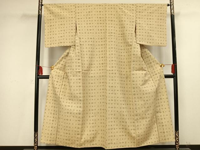 平和屋着物▽上質な紬 単衣 琉球絣 正絹 逸品 AAAV2608fy