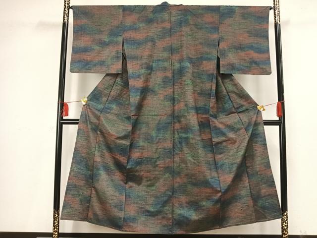 平和屋着物▽上質な紬 単衣 霞文 正絹 逸品 AAAV2612fy