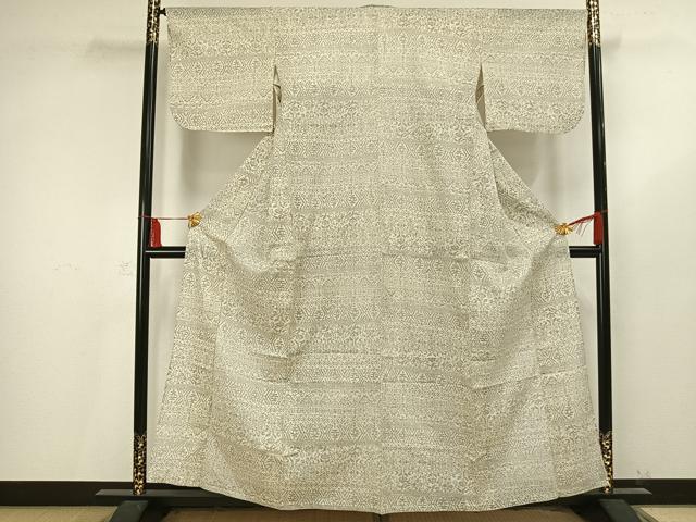 平和屋着物▽小紋 単衣 横段花文 洗える着物 AAAV2613fy