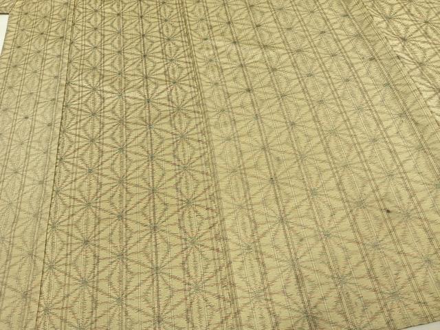 平和屋着物▽小紋 単衣 麻の葉文様 AAAV2616fy